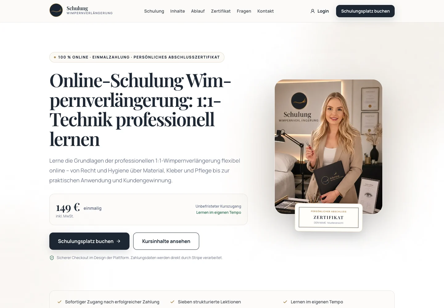 Website-Ansicht von schulung-wimpernverlaengerung.de
